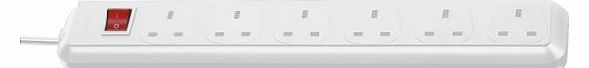 Brennenstuhl Energy Saving 1.5m 6 Gang Mains Plug Socket - White