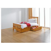 Pine Single Bed, Oak with Pair of Storage