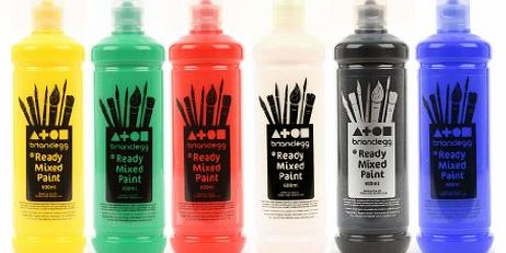 - Ready Mixed Paint - Standard Colours 6x600ml Assorted Pack