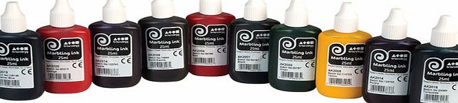 Brian Clegg Marbling Inks - Pack of 10 assorted colours AK18