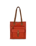 Bricand#39;s Life - Front Pockets Red Micro-Suede Tote Bag