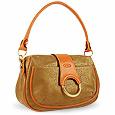 Bricand#39;s Life - Front Ring Flap Gold Micro-Suede Medium Shoulder Bag