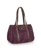 Bricand#39;s Life - Grape Micro-suede and Leather Satchel Bag