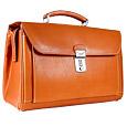 Bricand#39;s Life - Tobacco Leather Flap Briefcase/Doctor Bag