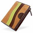 Bricand#39;s Margherita - Cognac Patchwork Suede and Leather ID Wallet