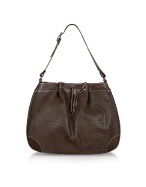 Bricand#39;s Safari - Brown Croco Stamped Micro-Suede Shoulder Bag