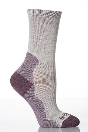 Bridgedale Ladies 1 Pair Bridgedale Bamboo Crew Socks In 2 Colours Natural / Stone