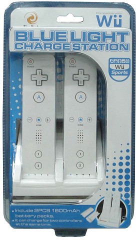 Wii Blue Light Charge Station with 2pcs 1800mAH