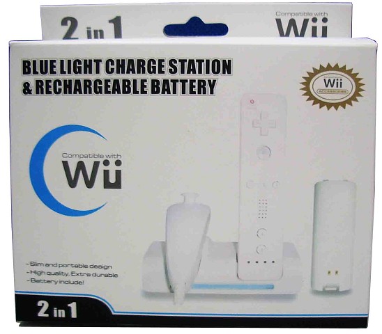 Brilliant Buy Wii charge station bluelight and rechargeable