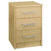 Brisbane 3 drawer Bedside Table, Maple