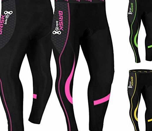 Brisk Bike Ladies Cycling Tights Padded Winter Thermal Pants Womens Cycle Bicycle Trousers (Black/Pink, S)