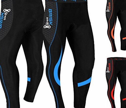 Brisk Bike Mens Cycling Tights Thermal Legging Bicyle Cycle Pant Trouser Coolmax Padded ? Italian Fabric ?Fast Delivery ? Easy Returns (Black / Blue, Medium)