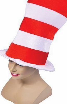 Bristol Cat Fancy Dress Red amp; White Striped Hat in the shape of a Top Hat Adults amp;Childs (**UK amp; US Men**)