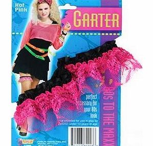 Bristol Novelties 2 X NEW NEON PINK LACE GARTER NU RAVE 80S DISCO WEAR