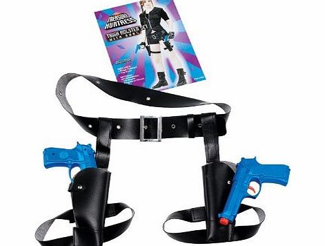 BRISTOL NOVELTY LAURA CROFT THIGH HOLSTER SET WITH 2 X GUNS