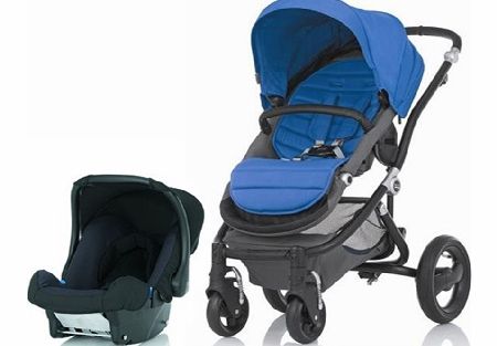 Britax Affinity Black Frame Travel System Blue
