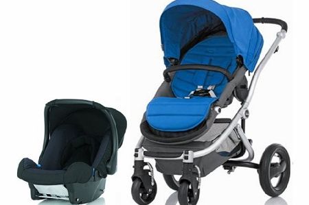Britax Affinity Silver Frame Travel System Blue