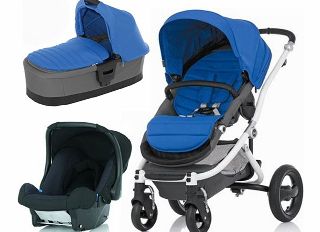 Britax Affinity White 3 in 1 Travel System Blue