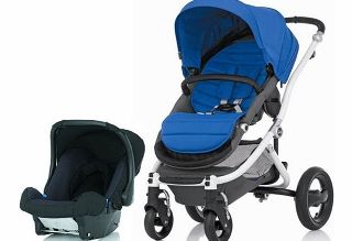 Britax Affinity White Frame Travel System Blue