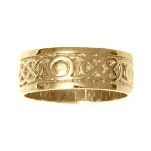 British Jewellery Workshops 9ct Yellow Gold Celtic Wedding Ring 8mm