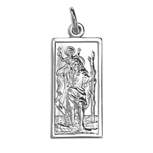 British Jewellery Workshops Sterling Silver Pendant St Christopher rectangular