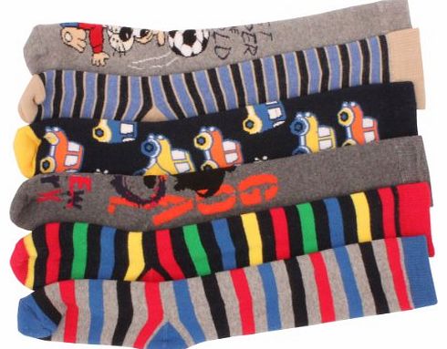 3 x Boys Kids Children Wellington Welly Motif Design Thermal Warm Long Socks Sock Size:UK 12-3