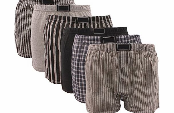 Britwear 6 x Big Size Cotton Boxer Shorts with Button Fly JerseyUnderwear Size:5XL (XXXXXL) King Extra Large Pattern:Assorted Colours / Pattern / Design