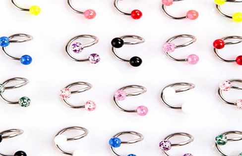 Broadfashion 20pcs Ball Cone Dice Rhinestone Eyebrow Lip Tongue Nose Navel Belly Button Rings Body Arts Accessories (Dice labret lip rings)