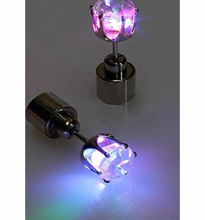 Broadfashion 2pcs Light Up Led Earring Ear Stud Dance Party Accessories (Rainbow)