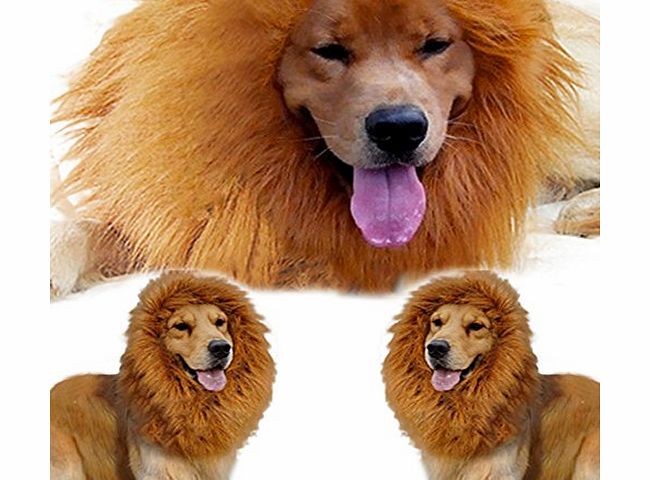 Broadfashion Large Pet Costume Lion Mane Wig for Dog Christmas Halloween Clothes Festival Fancy Dress up