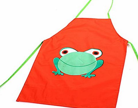 Broadfashion Lovely Kids Children Baby Girls Cartoon Frog Printed Waterproof Cooking Apron (Pink)