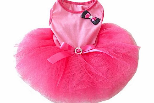 Broadfashion Lovely Princess Tutu Dress Bow Bubble Skirt Puppy Clothes Dog Dress Apparel (S)