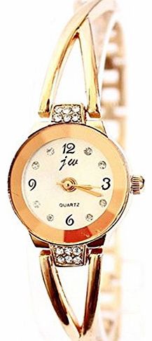 Broadfashion Rose Gold Plated Womens Elegant Rhinestone Bracelet Quartz Watch Fashion Ladies Dress Watches