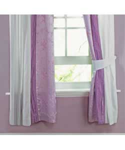 FLUTTERBYE LILAC LINED CURTAINS (LILAC, WHITE) FOR GIRLS