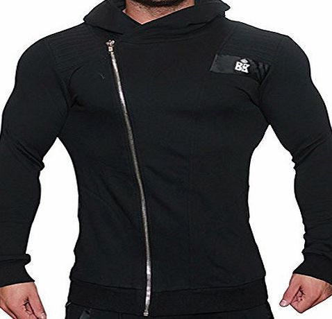 Broki Mens GMY Fitness Zipper Hoodies - Casual Modal Pullover hooded sweatshirt Zip Up Outwear jacket (L, Black)