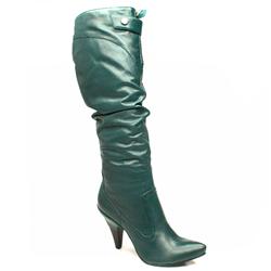 Bronx Female Gioia Zip Knee Leather Upper in Green