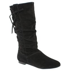 Bronx Female Karmel Slouch Whipstitch Boot Suede Upper in Black