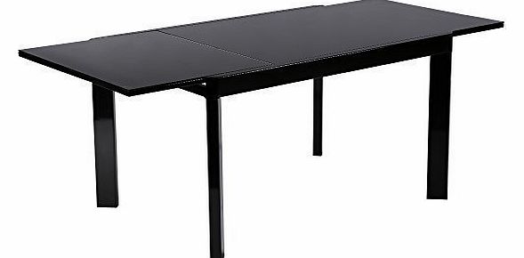 6 Seater Black Glass Extendable Dining Room Table High Quality Modern