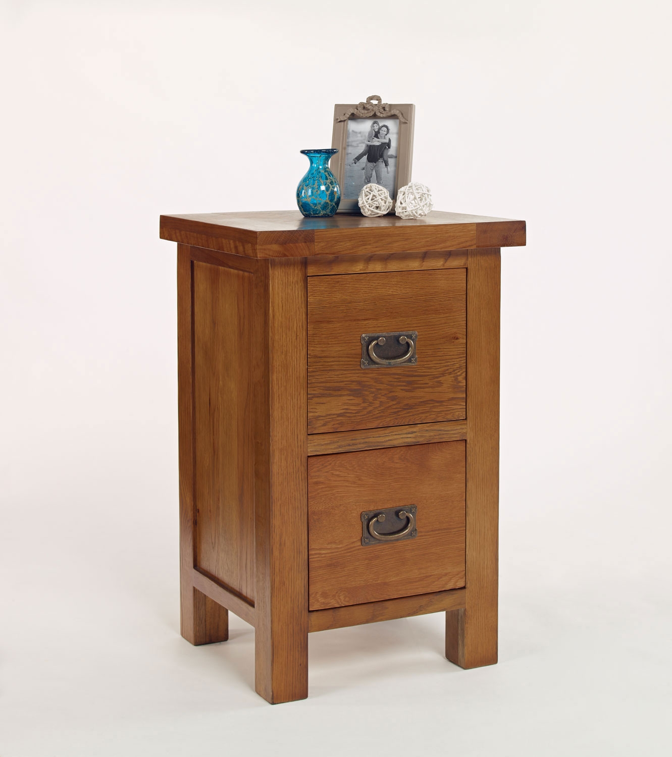 Rustic Oak 2 Drawer Bedside Cabinet