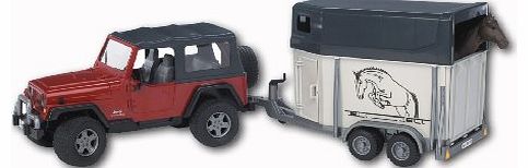 Bruder 02921 Jeep Wrangler Unlimited with Horse Trailer incl. 1 Horse