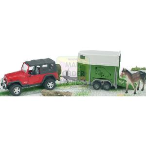 Bruder JEEP Wrangler Unlimited with Trailer and Horse 1 16