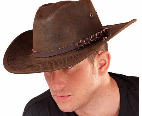 Bruno Galli Superb Mens Waterproof Aussie Style Bush Hat with Tie Band, Brown, 58cm