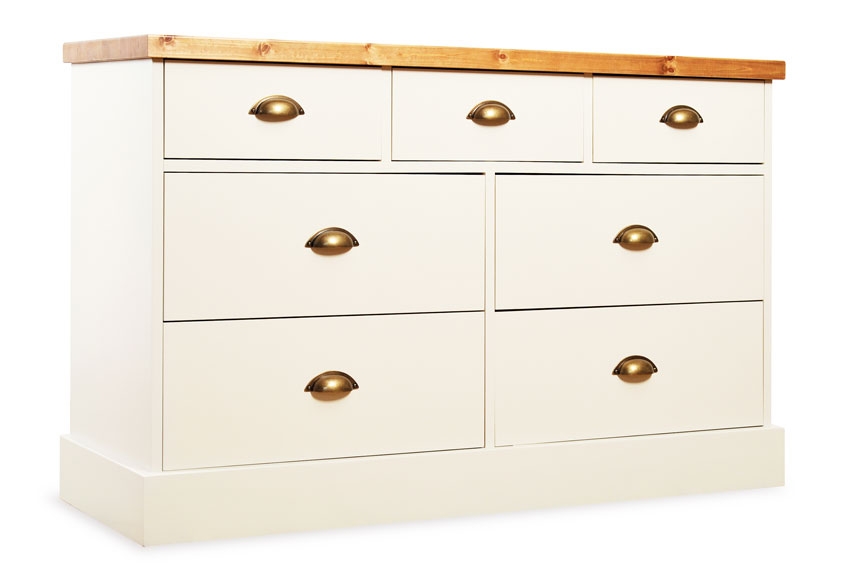 Painted 3 over 4 Drawer Chest - Off