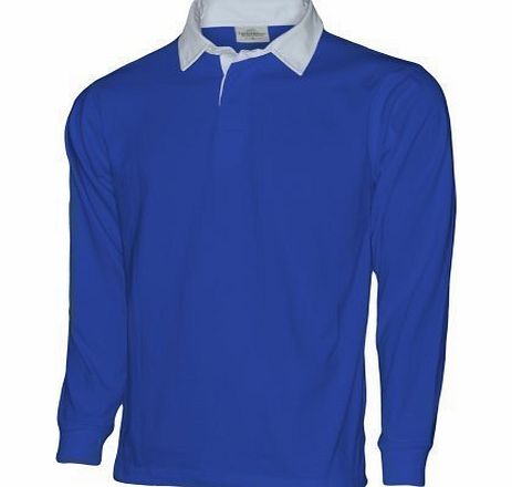 Bruntwood Mens Long Sleeve Plain Rugby Shirts Size XS to XXL (Royal, XXL)