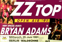 BRYAN ADAMS With ZZ Top: Berlin 20th June 1991 Music Poster