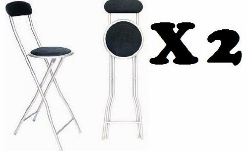 BS 2 X NEW QUALITY FOLDING BLACK BAR STOOL CHAIR FOR PARTIES OFFICE HOME BREAKFAST STOOL