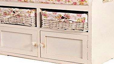 BSL White Wicker Chest of Drawers Ottoman Seat Storage Bedroom Bathroom Unit Cabinet