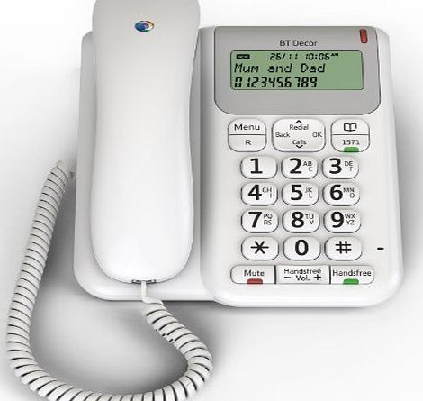 BT Decor 2200 CID Hands Free Speaker Phone (Corded Telephone) - Desk / Table Mounting Bracket Included - Caller Display Version - White