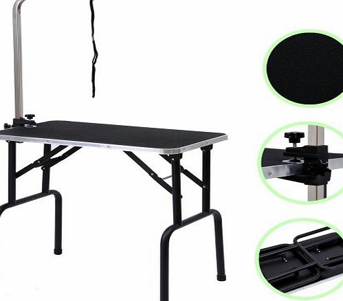 BTM (BTM)30*18.9*31.5(inch) Adjustable Portable Mobile Folding Dog Cat Pet Grooming Table Power Coated Steel Frame and Legs with Arm Noose Professional foldable