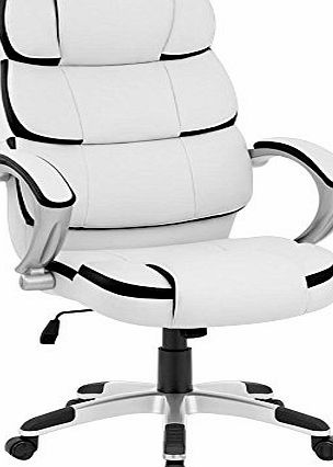 BTM (BTM) LUXURY DESIGNER HIGH QUALITY BUSINESS OFFICE COMPUTER PU LEATHER CHAIR WITH CODED STITCHING (White)